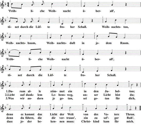 Fröhliche Weihnacht überall, Noten
