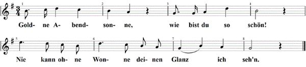 Goldne Abendsonne, Noten