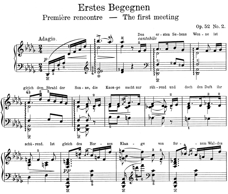 Grieg, Erstes Begegnen, Noten