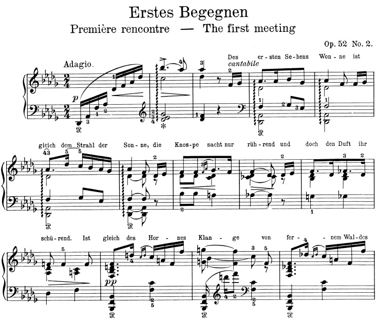 Grieg, Erstes Begegnen, Noten