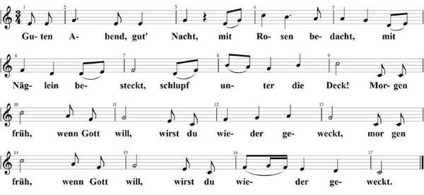 Guten Abend, gut' Nacht, Noten