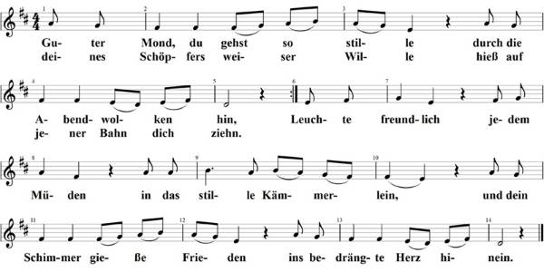 Guter Mond, du gehst so stille, Noten