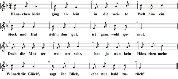 Hänschen klein, Noten