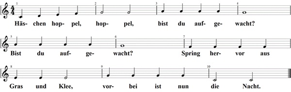 Häschen hoppel hoppel, Noten