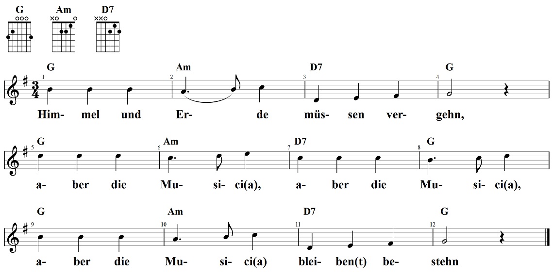 Himmel und Erde müssen vergehn, Noten, Noten