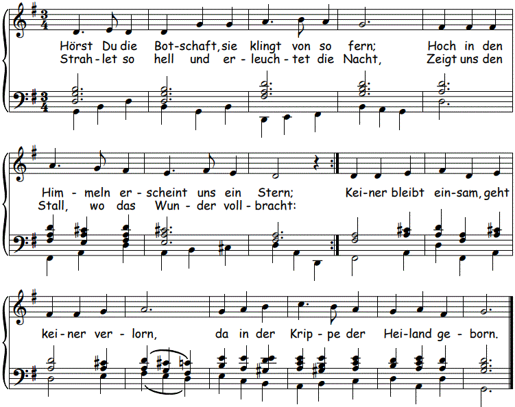 Hörst du die Botschaft, Orgelsatz