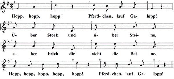 Hopp, hopp, hopp, Pferdchen lauf Galopp, Noten