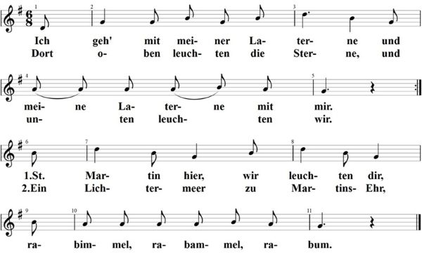 Ich geh mit meiner Laterne, Noten