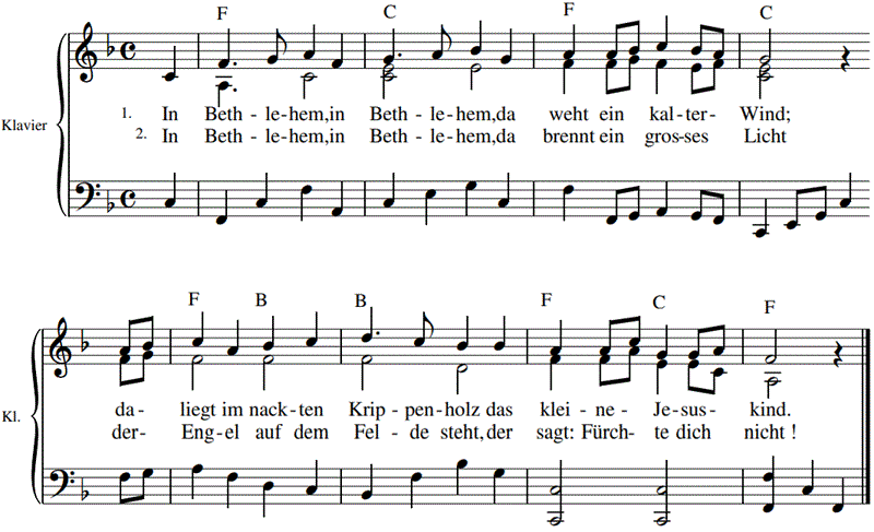 In Bethlehem, Klaviernoten