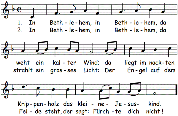 In Bethlehem, Noten