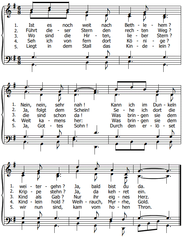 Ist es noch weit nach Bethlehem, Orgelsatz