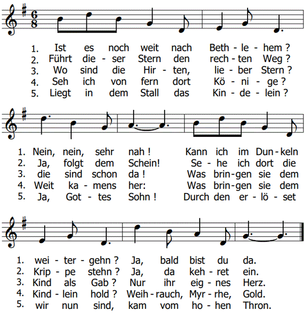 Ist es noch weit nach Bethlehem, Noten