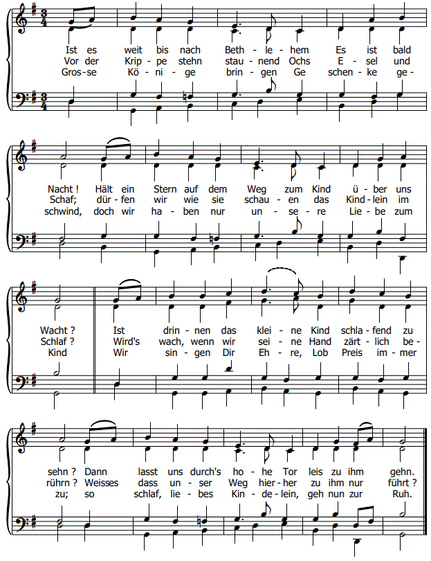 Ist es weit bis nach Bethlehem, Orgelsatz