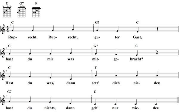 Knecht Ruprecht, Noten und Gitarrenakkorde