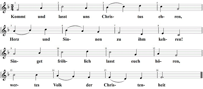 Kommt und lasst uns Christum ehren, Noten