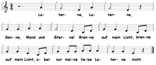 laterne-laterne, Noten