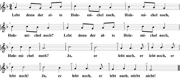 Lebt denn der alte Holzmichel noch, Noten