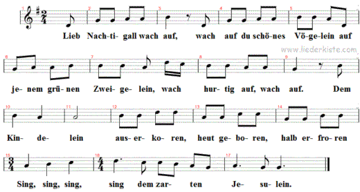 lieb-nachtigal-wach-auf, Noten