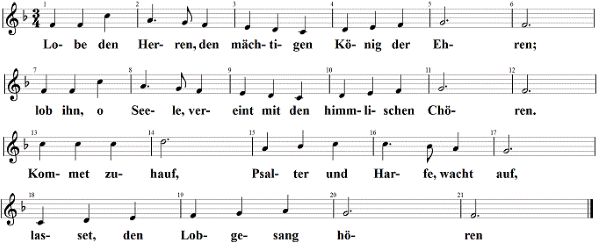 Lobe den Herren, den mächtigen König, Noten