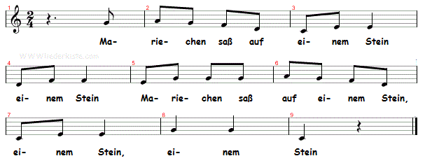 mariechen-sass-auf-einem-stein, Noten