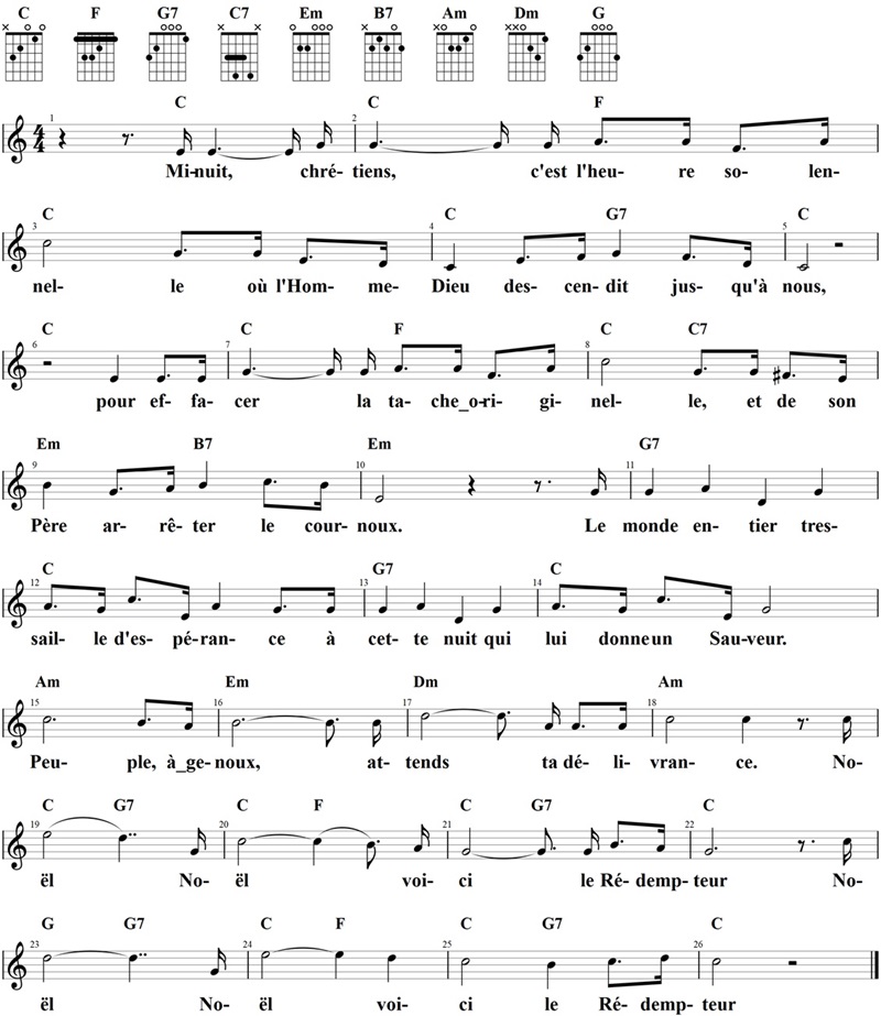 Minuit, chrétiens, Noten