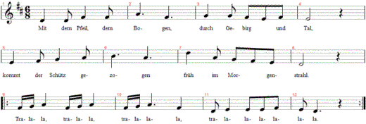 mit-dem-pfeil-dem-bogen, Noten