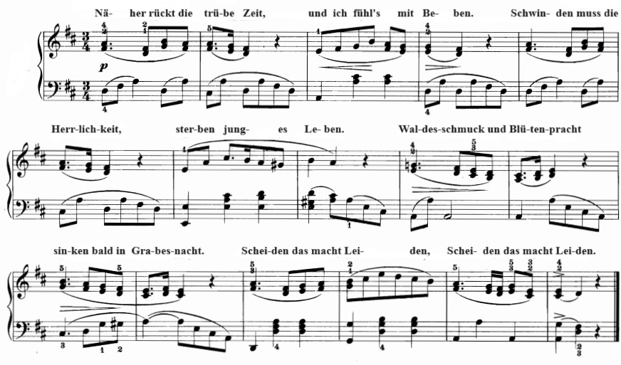 Näher rückt die trübe Zeit, 2-stimmig, Noten