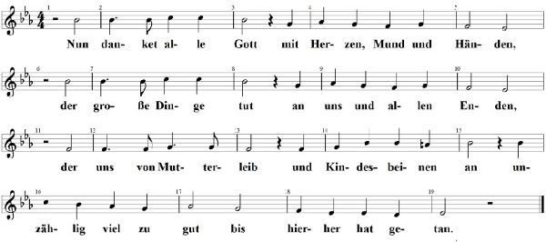 Nun danket alle Gott, Noten
