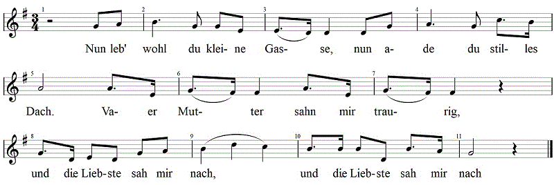 Nun leb' wohl du kleine Gasse, Noten