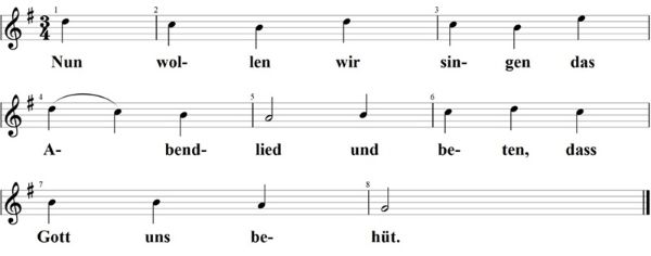 Nun wollen wir singen das Abendlied, Noten