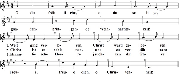 O du fröhliche, o du selige, Noten