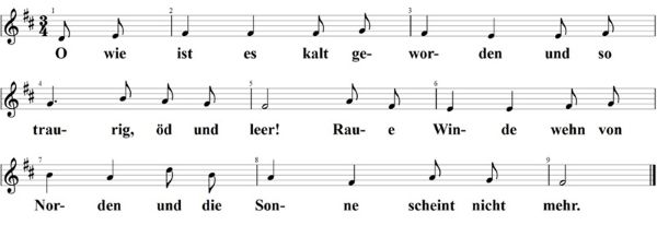 O wie ist es kalt geworden, Noten