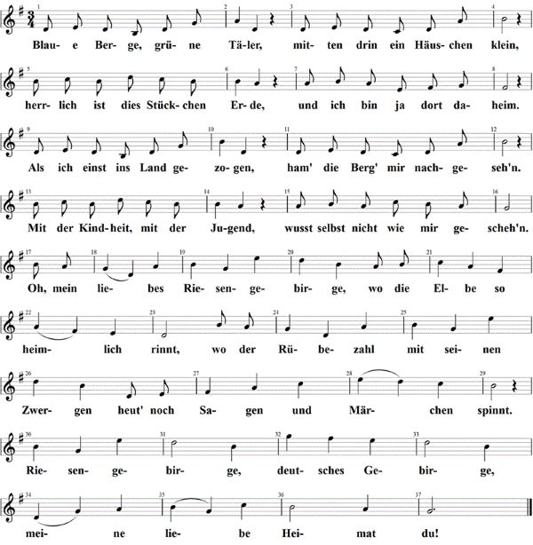 Riesengebirglers Heimatlied, Noten