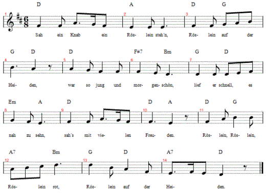 sah-ein-knab-ein-roeslein-stehn, Noten
