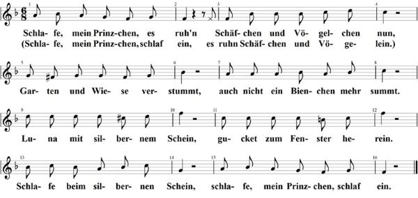 Schlafe, mein Prinzchen, schlaf ein, Noten