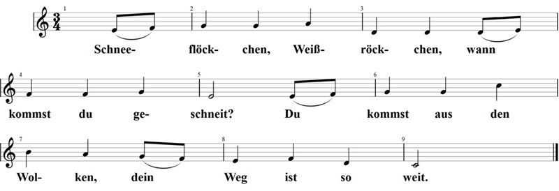 Schneeflöckchen Weißröckchen, Noten