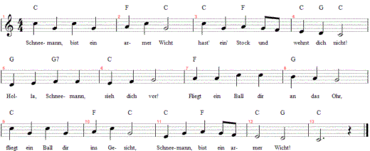 schneemann-bist-ein-armer-wicht, Noten