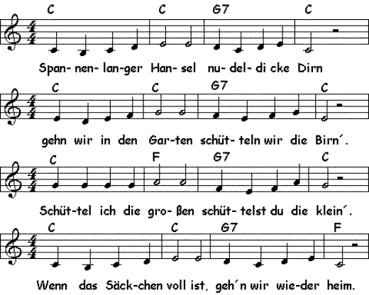 spannenlanger-hansel, Noten