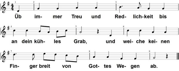 Üb immer Treu und Redlichkeit, Noten