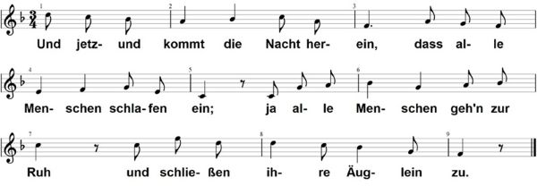 Und jetzund kommt die Nacht herein, Noten