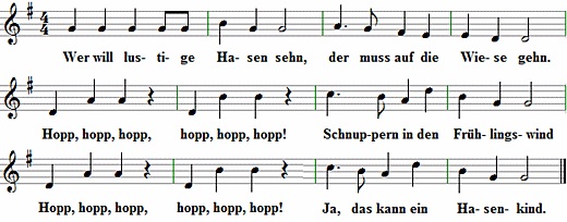 Wer will lustige Hasen sehn, Noten