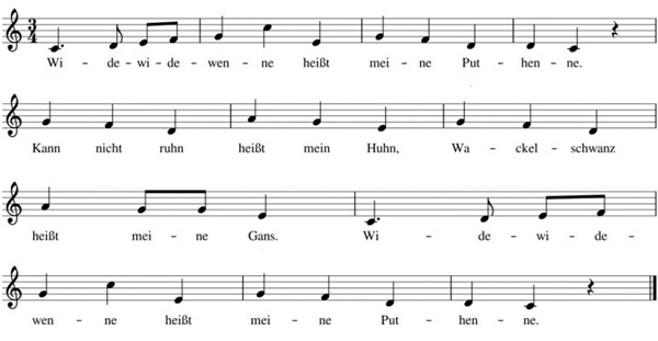 Widewidewenne heißt meine Puthenne, Noten