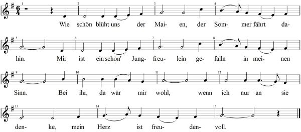 Wie schön blüht uns der Maien, Noten