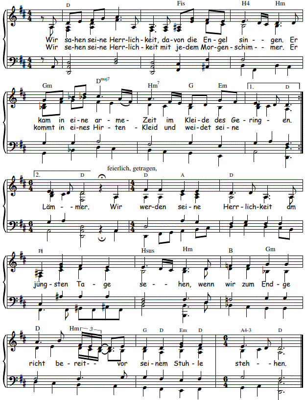 Wir sahen seine Herrlichkeit, Orgelsatz