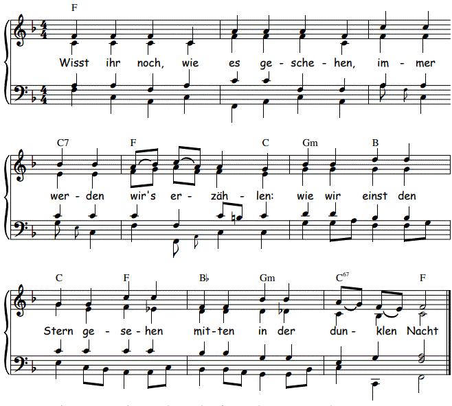 Wisst ihr noch, wie es geschehen, F-Dur