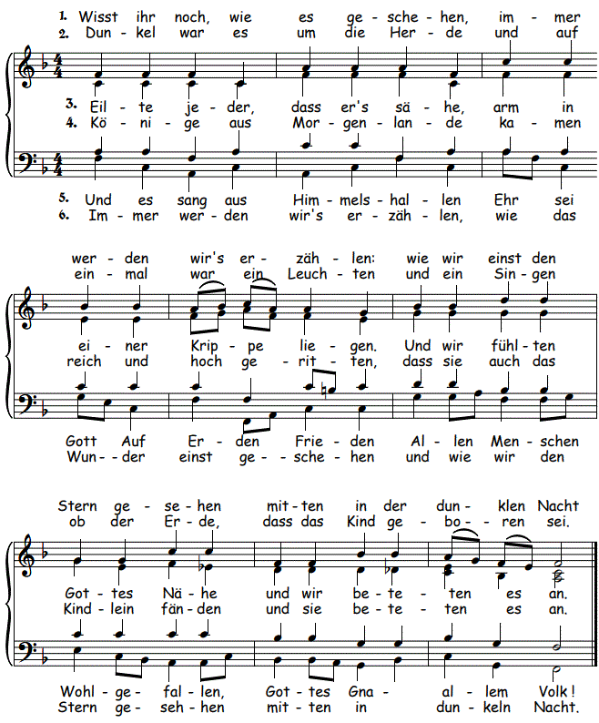 Wisst ihr noch, wie es geschehen, Chorblatt SATB